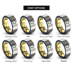 font options for inside engraving on gold & blue & silver starfish rings