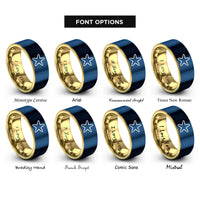 font options for inside engraving on gold & blue starfish rings