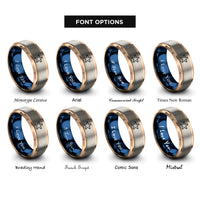 font options for inside engraving on rose gold & blue & gray starfish rings