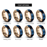 font options for inside engraving on rose gold & blue starfish rings
