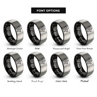 font options for inside engraving on black & grey starfruit slice rings