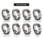 font options for inside engraving on silver starfruit slice rings