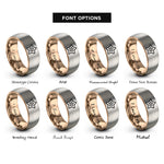 font options for inside engraving on rose gold & silver starfruit slice rings
