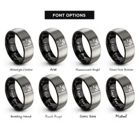 font options for inside engraving on black & grey starry night rings