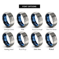 font options for inside engraving on blue & gray starry night rings