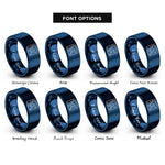 font options for inside engraving on blue starry night rings