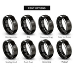 font options for inside engraving on black & grey starry night camp rings