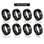 font options for inside engraving on black starry night camp rings