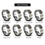 font options for inside engraving on grey starry night camp rings