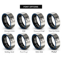 font options for inside engraving on black & blue & silver starry night crescent rings