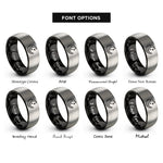 font options for inside engraving on black & gray starry night crescent rings