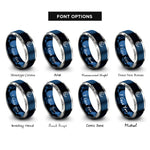 font options for inside engraving on blue & gray starry night crescent rings