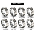 font options for inside engraving on gray starry night crescent rings