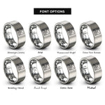 font options for inside engraving on silver starry night rings