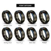 font options for inside engraving on gunmetal & blue starry night rings