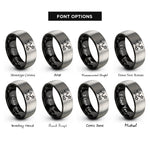 font options for inside engraving on black & grey stars rings