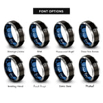 font options for inside engraving on black & blue & grey stars print rings