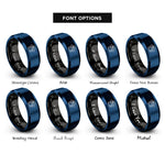 font options for inside engraving on black & blue stars print rings