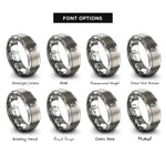 font options for inside engraving on grey stars print rings