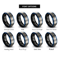 font options for inside engraving on black & blue & grey stars scatter rings