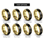 font options for inside engraving on black & gold stars stripes rings