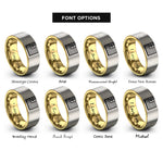 font options for inside engraving on gold & silver stars stripes rings