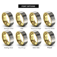 font options for inside engraving on gold & silver stars stripes rings