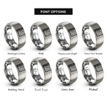 font options for inside engraving on gray stars stripes rings