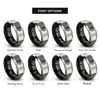 font options for inside engraving on black & gray stars stripes shield rings