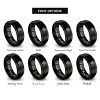 font options for inside engraving on black stars stripes shield rings
