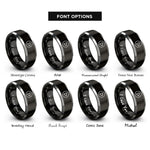 font options for inside engraving on black & silver start button rings