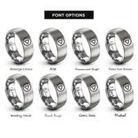 font options for inside engraving on gray start button rings