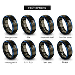 font options for inside engraving on gunmetal & blue start lights gantry rings
