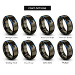 font options for inside engraving on gunmetal & blue start lights gantry rings