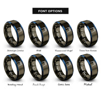 font options for inside engraving on gunmetal & blue start lights gantry rings