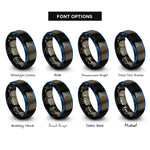 font options for inside engraving on gunmetal & blue starting blocks rings