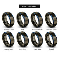 font options for inside engraving on gunmetal & blue starting blocks rings