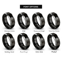 font options for inside engraving on black & silver starting lights rings