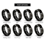 font options for inside engraving on black & silver starting lights rings