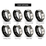 font options for inside engraving on black & silver starting lights rings