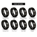 font options for inside engraving on black starting lights rings