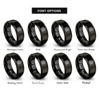 font options for inside engraving on black starting lights rings