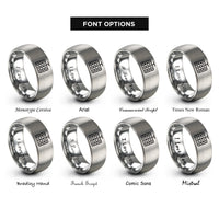 font options for inside engraving on silver starting lights rings