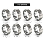 font options for inside engraving on grey startup rocket rings
