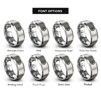 font options for inside engraving on grey startup rocket rings