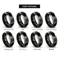 font options for inside engraving on black & grey station platform rings
