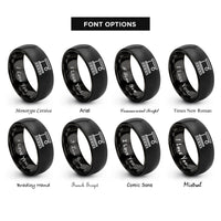 font options for inside engraving on black station platform rings