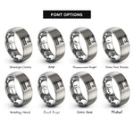 font options for inside engraving on silver station platform rings