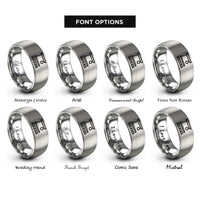 font options for inside engraving on silver station platform rings