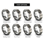 font options for inside engraving on grey station platform rings